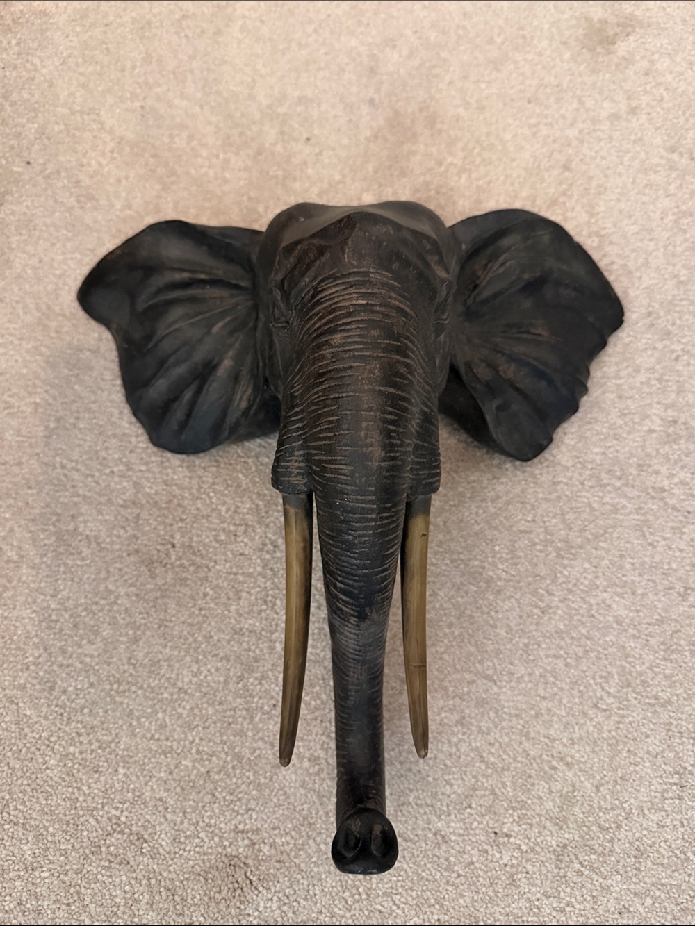 Hobby Lobby Black Elephant Head Wall Hook with Gold Tusks